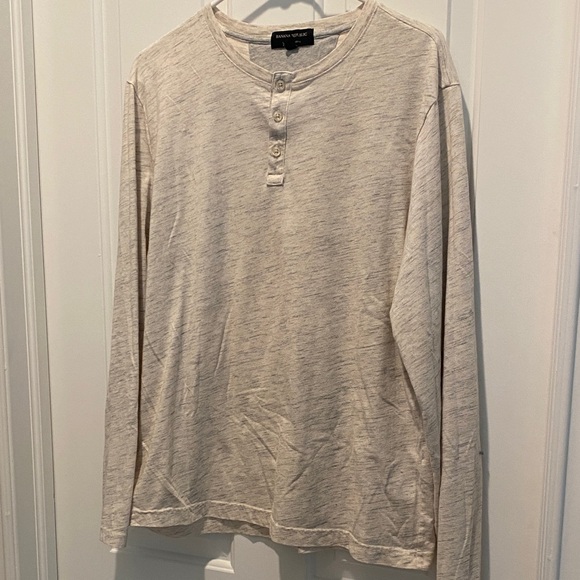 Crown Vintage Beige Long Sleeve Henley Shirt - Picture 1 of 3